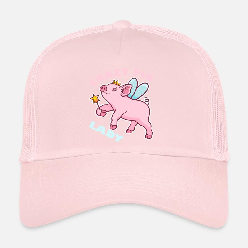 Crazy Pig Lady Pink Piglet Gift Trucker Cap
