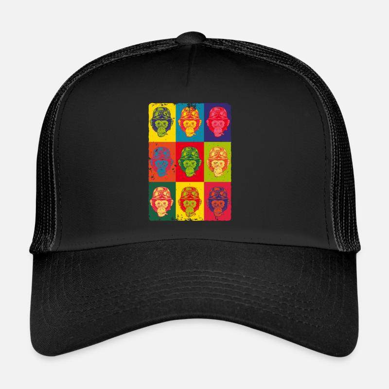 Singes Pop Art Animaux Animaux Apes Monkeys Casquette trucker 