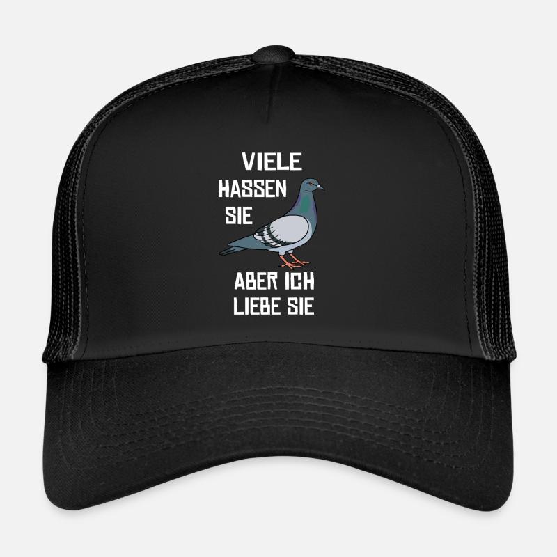Geschenk Taubenzüchter Tauben Brieftauben - Trucker Cap - Schwarz/Schwarz