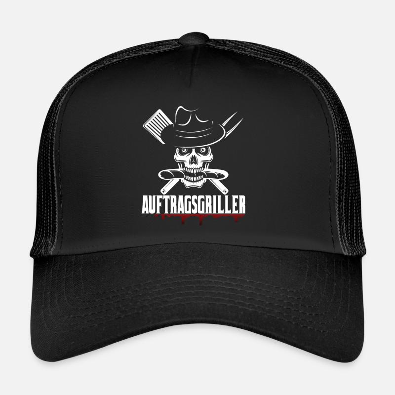 Grillen Geschenk Grill Grillmeister BBQ Fleisch - Trucker Cap - Schwarz/Schwarz