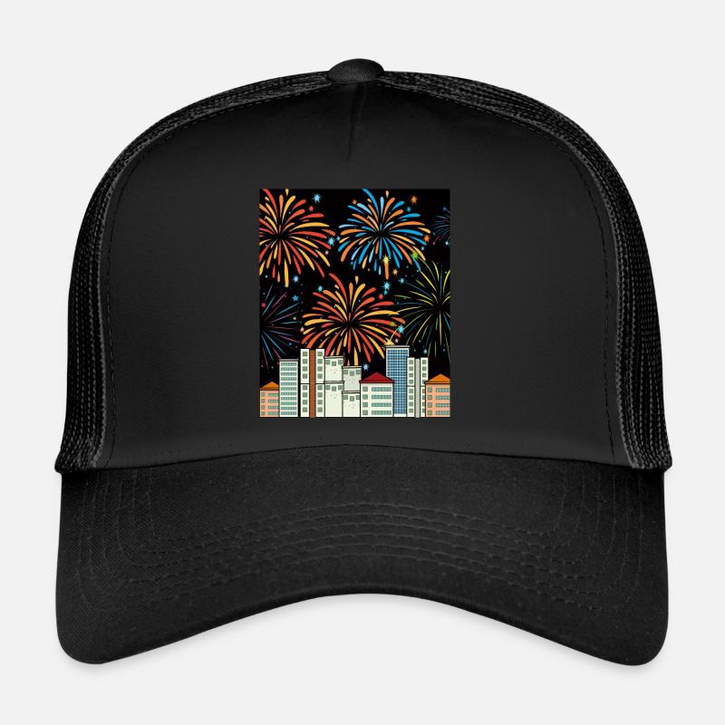 Feuerwerk Pyro Silvester Countdown - Trucker Cap - Schwarz/Schwarz