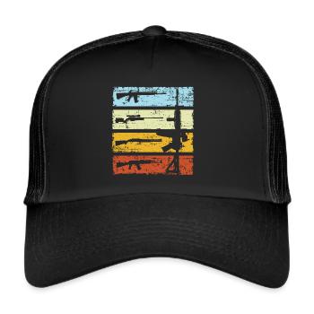 Vintage Machine Gun Pistol Retro Sports Shooter - Trucker Cap - black/black - Front