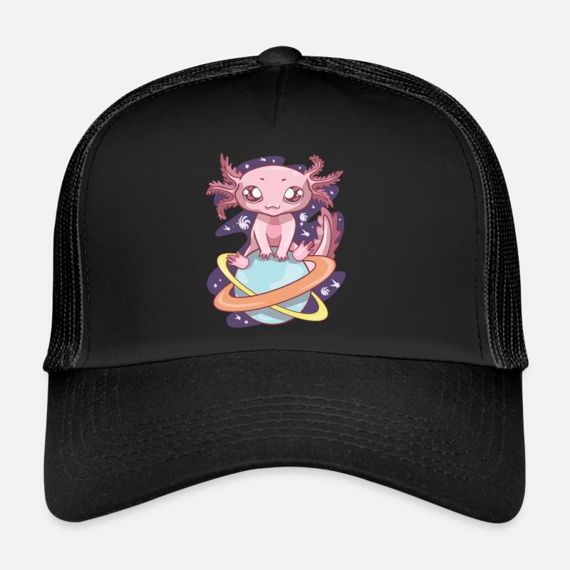 Space Axolotl Kawaii Pastel Goth, Japan Anime - Trucker Cap - black/black