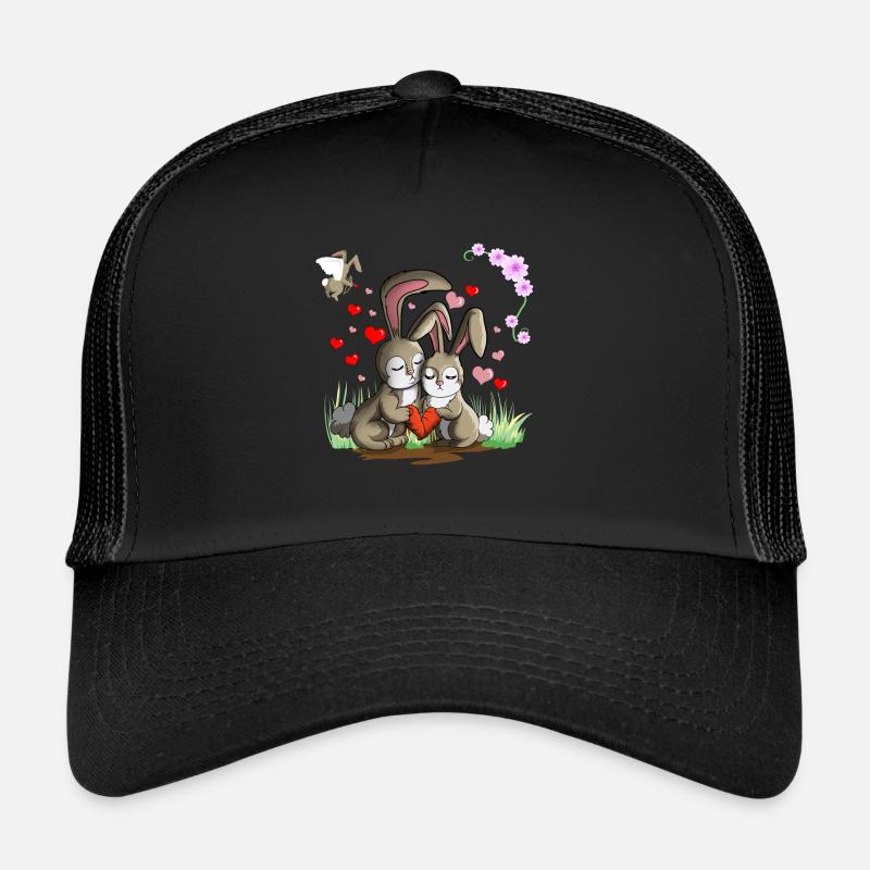 Lapins aime les lapins - Casquette trucker  - noir/noir