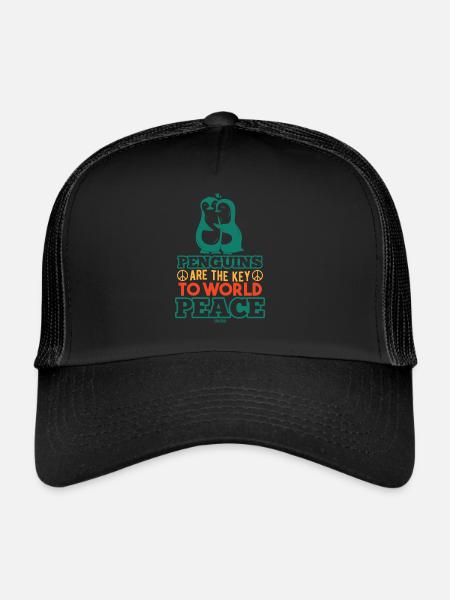 Pingouins Paix mondiale - Casquette trucker  - noir/noir - Devant