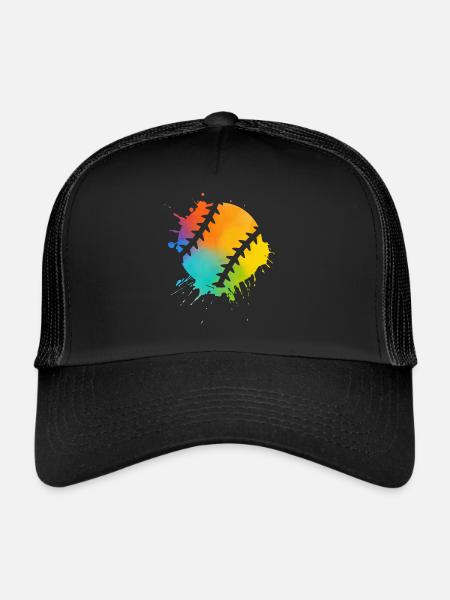 Baseball Spieler Baseballer Farbklecks - Trucker Cap - Schwarz/Schwarz