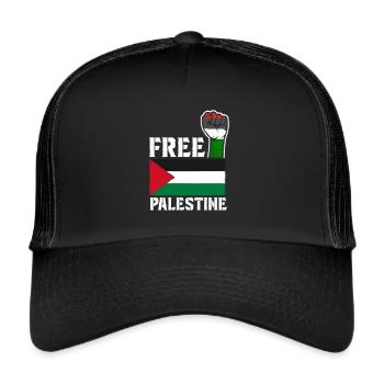 Palestine libre - Liberté pour la Palestine - Casquette trucker  - noir/noir - Devant