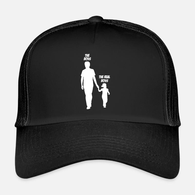 Vater Tochter Papa Mädchen Real Boss Partnerlook - Trucker Cap - Schwarz/Schwarz