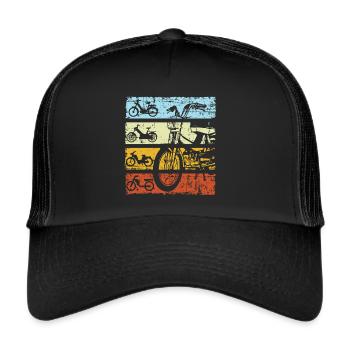 Moped Mofa Scooter Mofa Maxi Mofafahrer Retro - Trucker Cap - Schwarz/Schwarz - Vorne