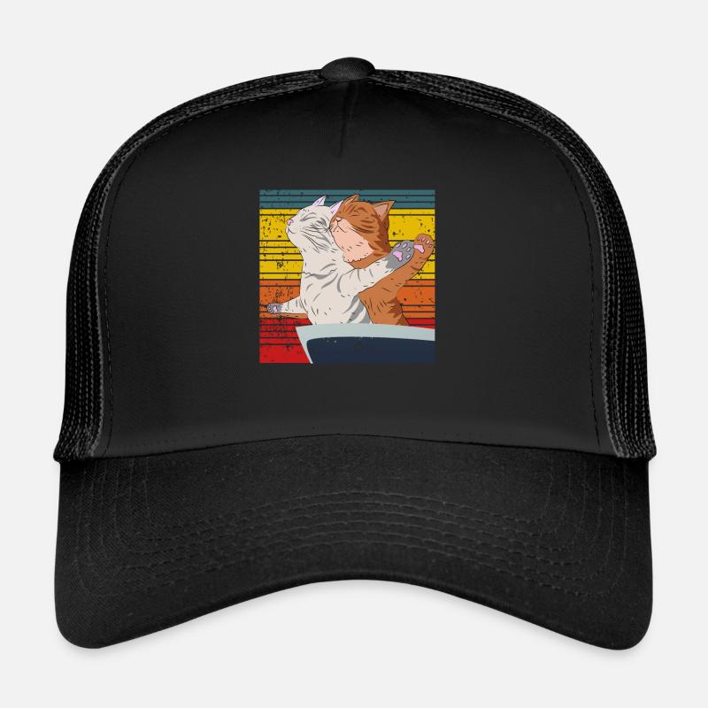 niedliche Katzen Kätzchen Titanic Pose cute cats - Trucker Cap - Schwarz/Schwarz