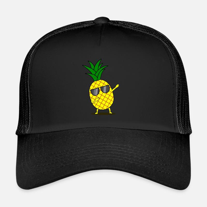 Dabbing yellow pineapple dab funny dancing fruit - Trucker Cap - black/black