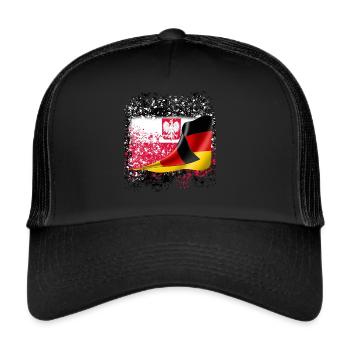deutsch polnische Freundschaft Freunde Flagge - Trucker Cap - Schwarz/Schwarz - Vorne