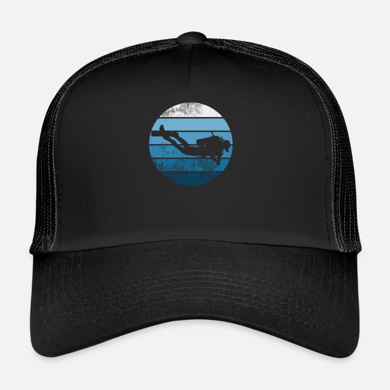 Retro Scuba Diving Diver Gift Scuba Diving - Trucker Cap - black/black