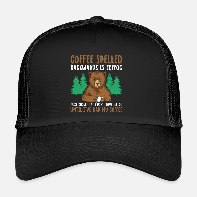 Funny Coffee Spelled Backwards Is Eeffoc - Trucker Cap - black/black