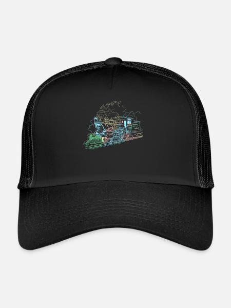 Funny Train Railway Locomotive Steam Model - Casquette trucker  - noir/noir - Devant