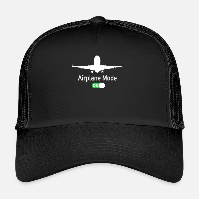 Airplane Mode On Flughafen Pilot Flugzeug Piloten - Trucker Cap - Schwarz/Schwarz