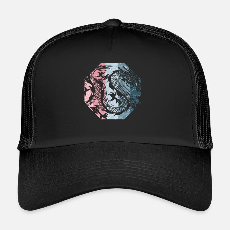Dragon chinois - Casquette trucker  - noir/noir