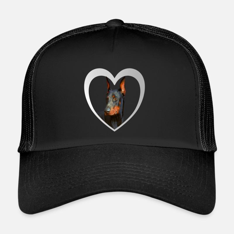 Dobermann - Dobermann Hund - Trucker Cap - Schwarz/Schwarz
