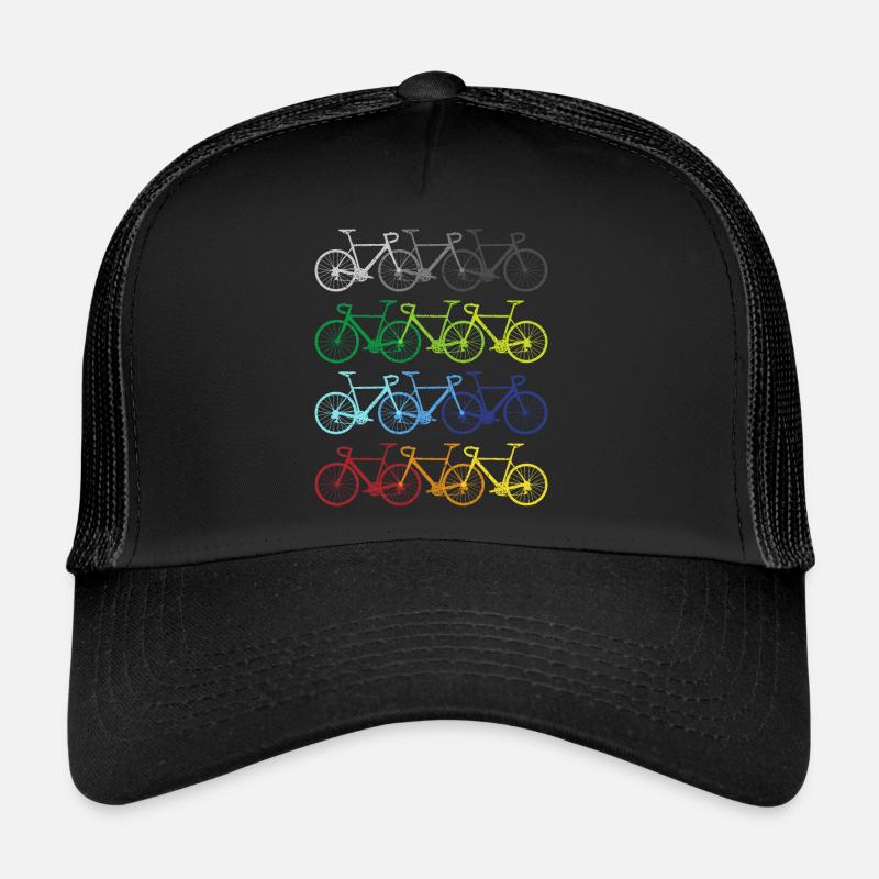 Fahrräder Regenbogen Fahrradfahrer Radfahrer - Trucker Cap - Schwarz/Schwarz