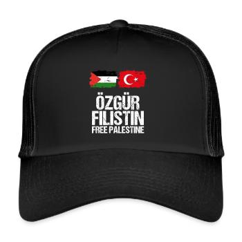 Türkiye Filistin Palestine Support Turkey Gaza - Trucker Cap - black/black - Front