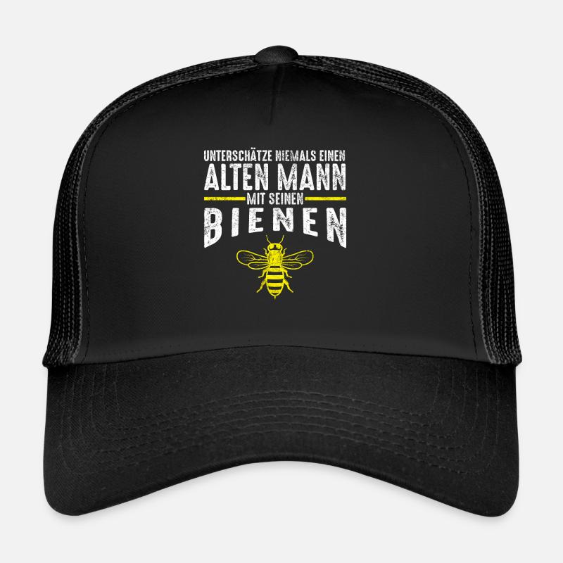 Alter Mann - Bienen Imker | Imkerei Geschenk - Trucker Cap - Schwarz/Schwarz