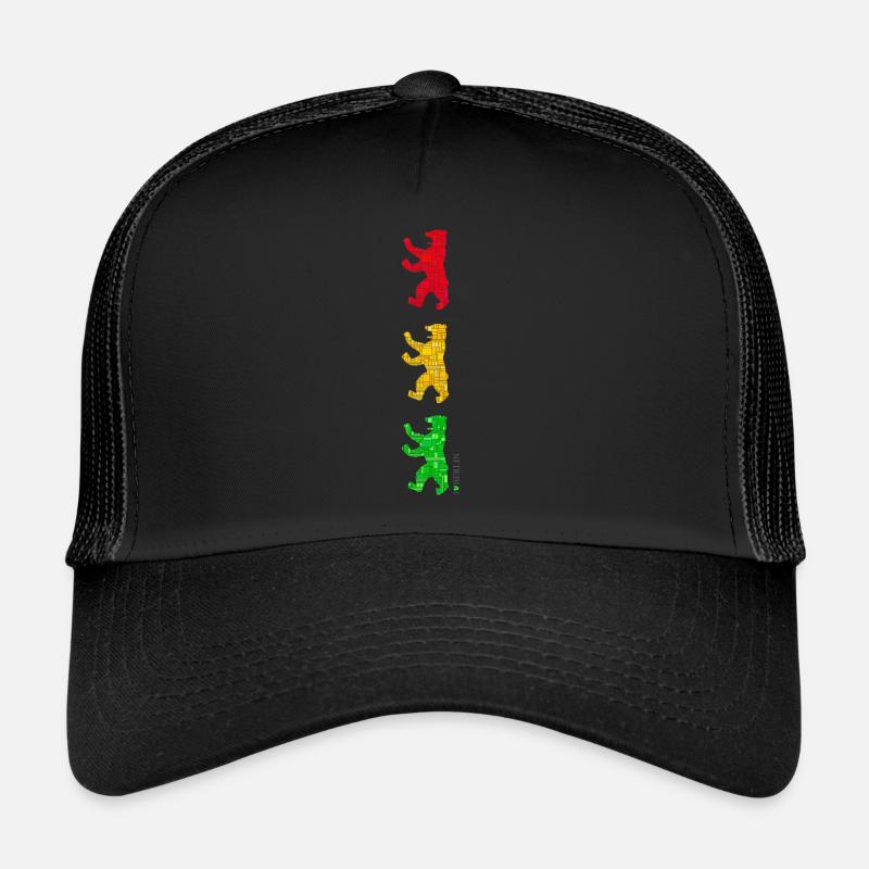 Berlin - Berliner Bär - I Love Berlin - Bär Ampel - Trucker Cap - Schwarz/Schwarz