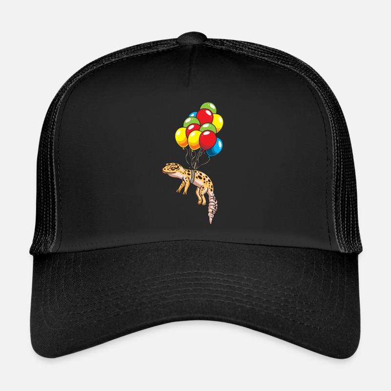 Leopard gecko with balloons gift - Trucker Cap - black/black