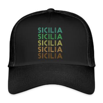 Sizilien Retro Sicilia - Trucker Cap - Schwarz/Schwarz - Vorne