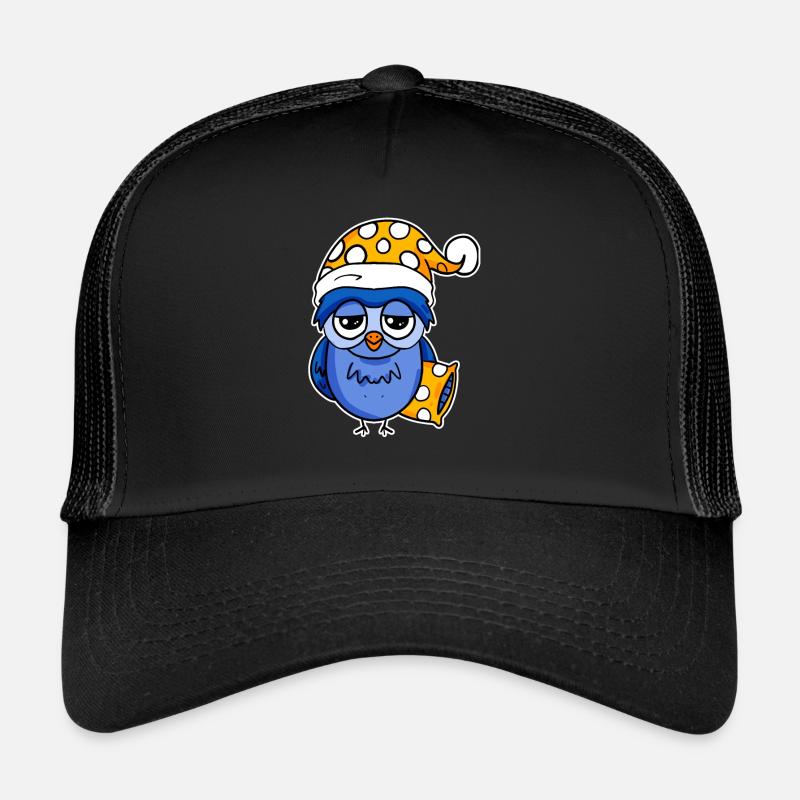Frühaufsteher Eule Schlafen - Trucker Cap - Schwarz/Schwarz