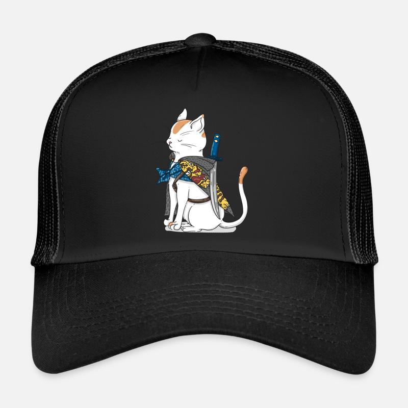 Chat samouraï avec katana sabre dans le style japon Casquette trucker 
