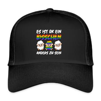 Regebogen Schaf der Famile LGBT Pride Gay Schwul - Trucker Cap - Schwarz/Schwarz - Vorne