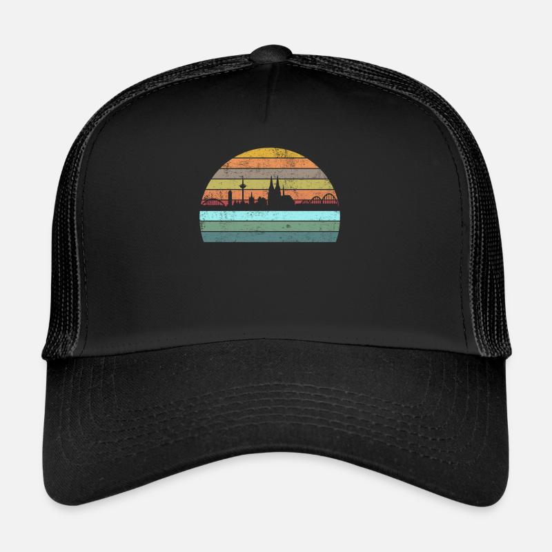 Köln Kölner Skyline Retro Vintage Style - Trucker Cap - Schwarz/Schwarz