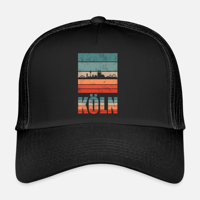 Köln Kölner Retro Vintage - Trucker Cap - Schwarz/Schwarz
