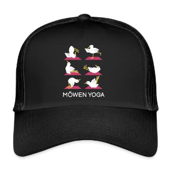 Möven Yoga Meditation Möve Yogatraining - Trucker Cap - Schwarz/Schwarz - Vorne