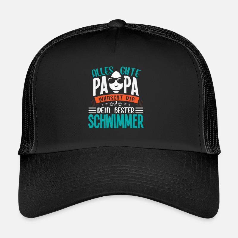 Alles Gute Papa wünscht dir dein bester Schwimmer - Trucker Cap - Schwarz/Schwarz