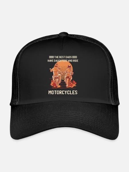Les meilleurs papas ont des filles qui roulent à moto - Casquette trucker  - noir/noir - Devant