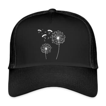 Dandelion Paraglider Gift for Paragliders - Trucker Cap - Schwarz/Schwarz - Vorne