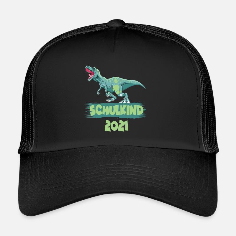 Schulkind 2021 Dinosaurier Rex - Trucker Cap - Schwarz/Schwarz