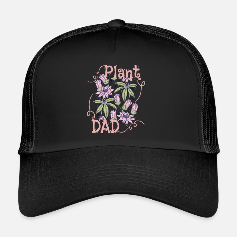 Plant-Dad, Plant-Daddy, Pflanzen, lustiger Spruch - Trucker Cap - Schwarz/Schwarz