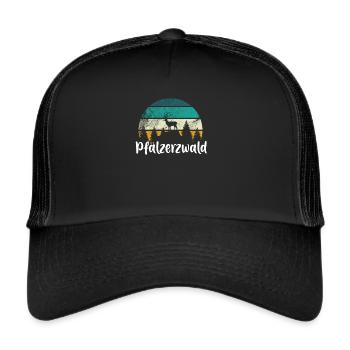 Pfalz Pfälzer Pfälzerwald Geschenk - Trucker Cap - Schwarz/Schwarz - Vorne