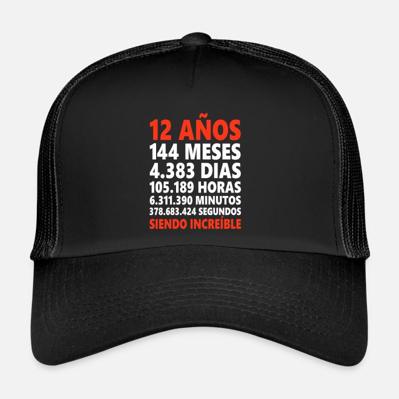 12. Geburtstag 12 Jahre Spanier Spanien Spruch - Trucker Cap - Schwarz/Schwarz