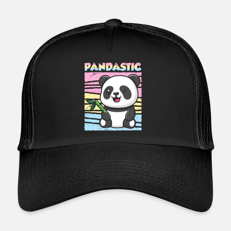 Panda Spruch Pandastic Pansexuell Geschenk - Trucker Cap - Schwarz/Schwarz