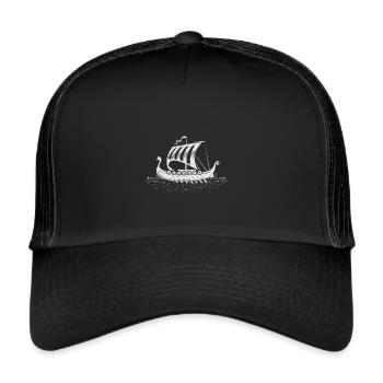 Viking ship naval warrior Gokstad - Trucker Cap - black/black - Front