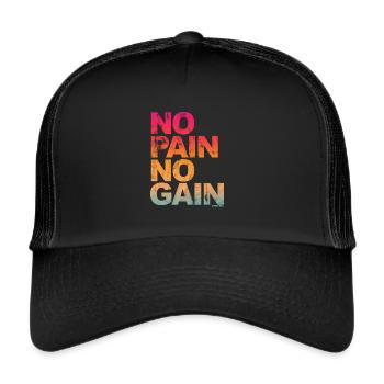 No Pain No Gain - Séances de fitness hommes femmes - Casquette trucker  - noir/noir - Devant