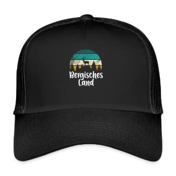 Bergische Heimat Urlaub Wandern Geschenkidee - Trucker Cap - Schwarz/Schwarz - Vorne