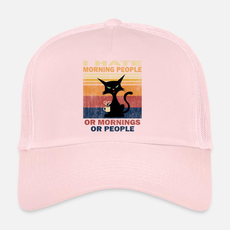 I hate Morning People Cat Katze mit Kaffee Morgen Trucker Cap