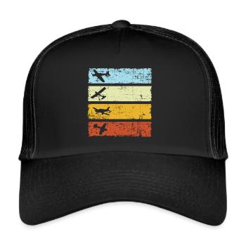 Modellflug Modellflieger retro vintage Modellflug - Trucker Cap - Schwarz/Schwarz - Vorne