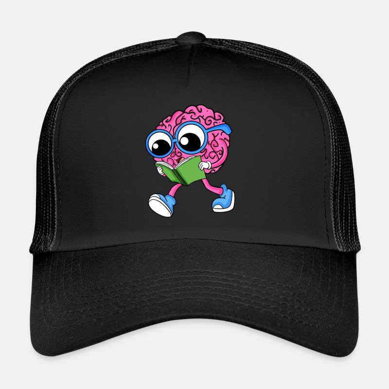 Gehirn am Lesen - Trucker Cap - Schwarz/Schwarz