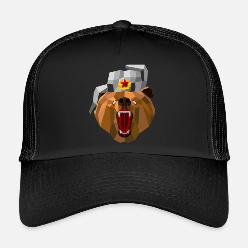 Bär mit Uschanka - Trucker Cap - Schwarz/Schwarz
