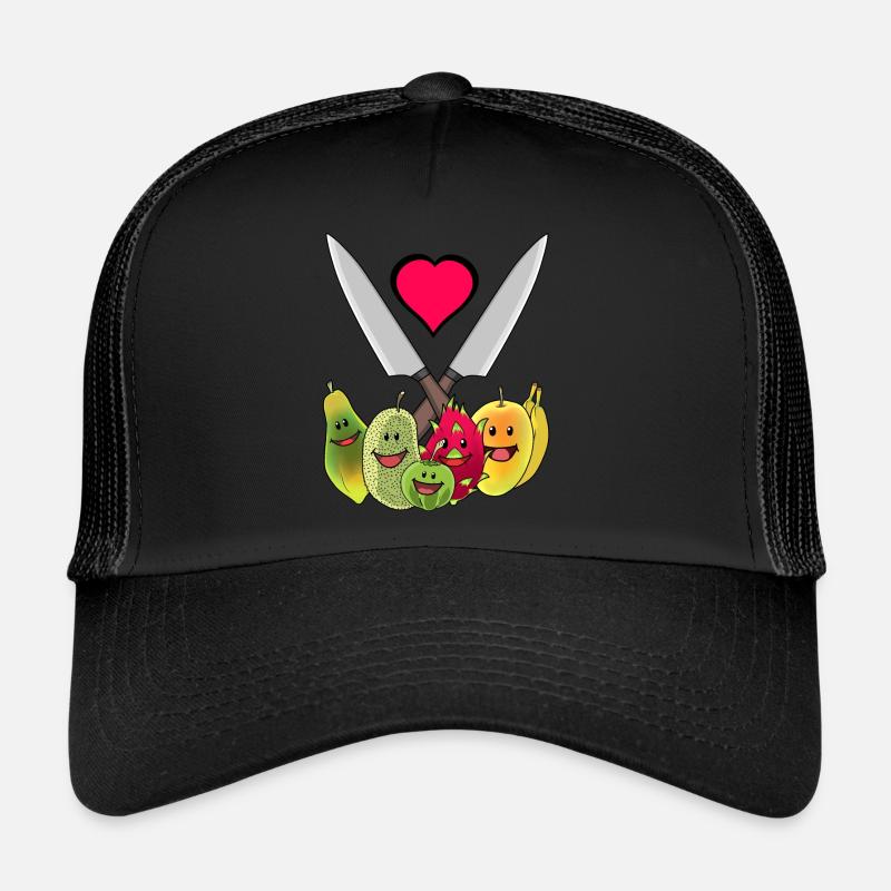 Küchenmesser Vegetarisch Früchte exotisch Obst - Trucker Cap - Schwarz/Schwarz